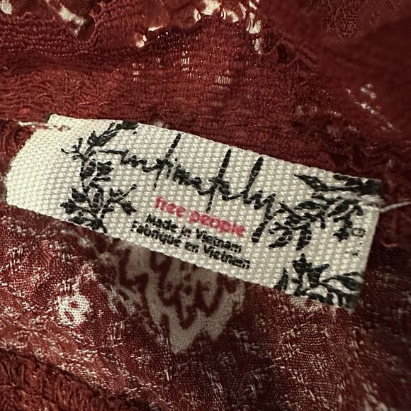 Intimately Free People All Nighter Trapeze Slip Dress Lace Sheer Red Med/large - Picture 6 of 9